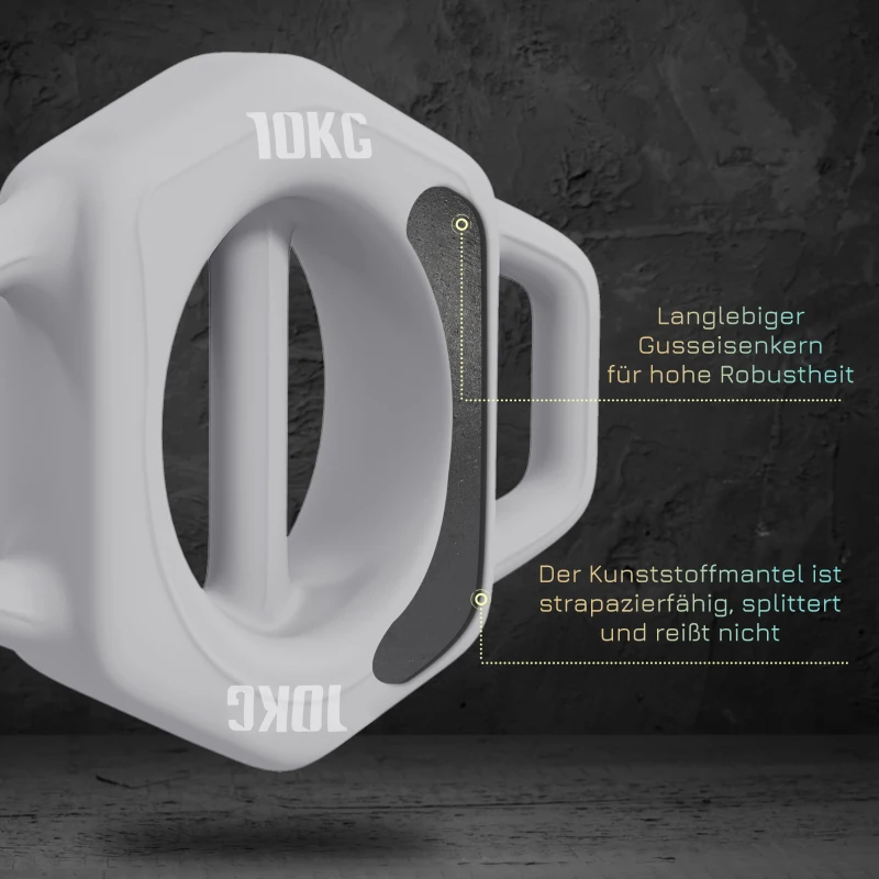 SPORTNOW 3-in-1 multifunctionele halter, 10 kg, antislip, geurvrij, kunststof coating, ijzeren kern, grijs