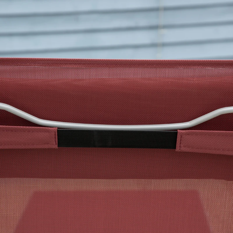 Outsunny Leżanka ogrodowa, oparcie regulowane w 5 stopniach, z poduszką, składana, metalowy stelaż odporny na rdzę, 137 x 63,5 x 100,5 cm, Bordowy