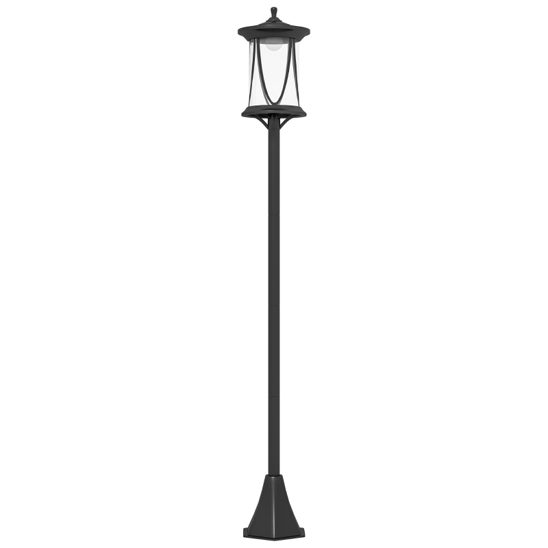 Outsunny Solar Buitenlamp, LED, Automaat, Weerbestendig, 6u Lichtduur, 17B x 17D x 127Hcm, Zwart