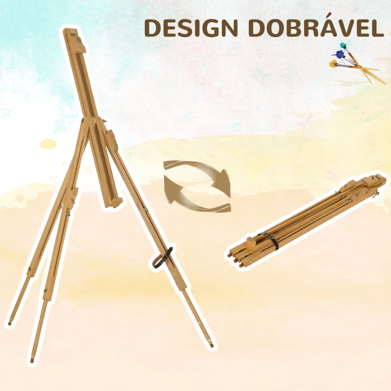 Vinsetto Cavalete de Pintura Dobrável Cavalete para Pintar com Altura Ajustável e Tripé de Madeira de Faia 93x84x183 cm Natural