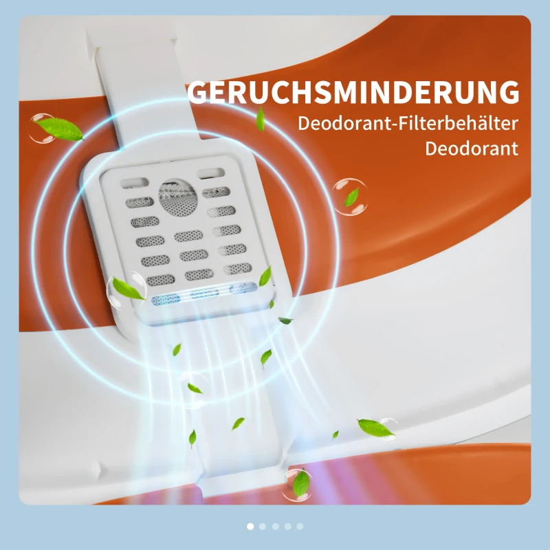 PawHut Kattenbak met Deksel en Strooischep, voor Katten tot 5 kg, 52x41x38 cm, Wit/Oranje