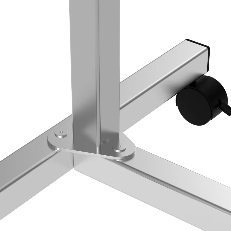 HOMCOM Mesa Auxiliar com Rodas Mesa para Sofá ou Cama com Altura Ajustável e Estrutura de Metal 77x40x76-100 cm Preto e Prata