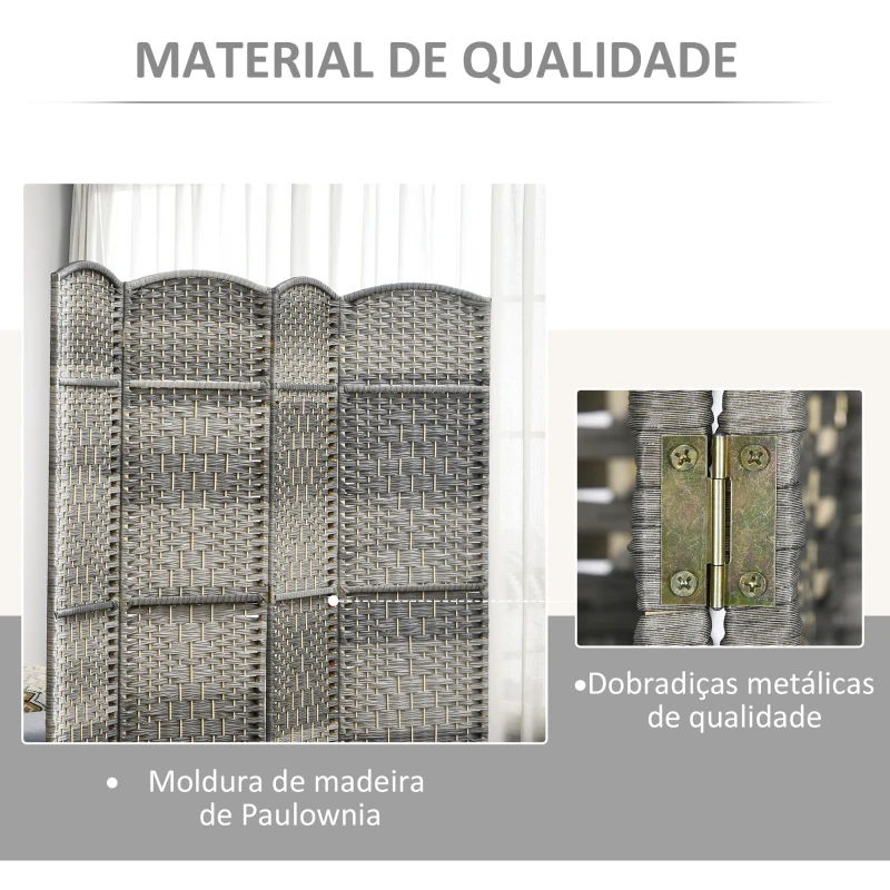 HOMCOM Biombo Dobrável de 6 Painéis Divisor de Ambientes 270x180 cm Ecrã de Privacidade de Polipropileno para Quarto Cinza Misto