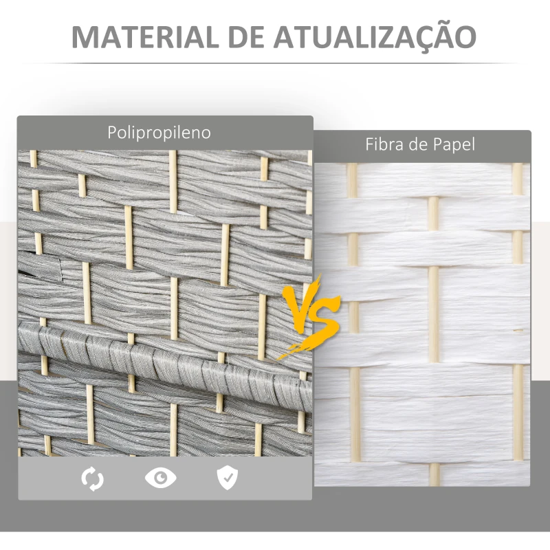 HOMCOM Biombo Dobrável de 4 Painéis Divisor de Ambientes 180x180 cm Ecrã de Privacidade de Polipropileno para Quarto Cinza Misto