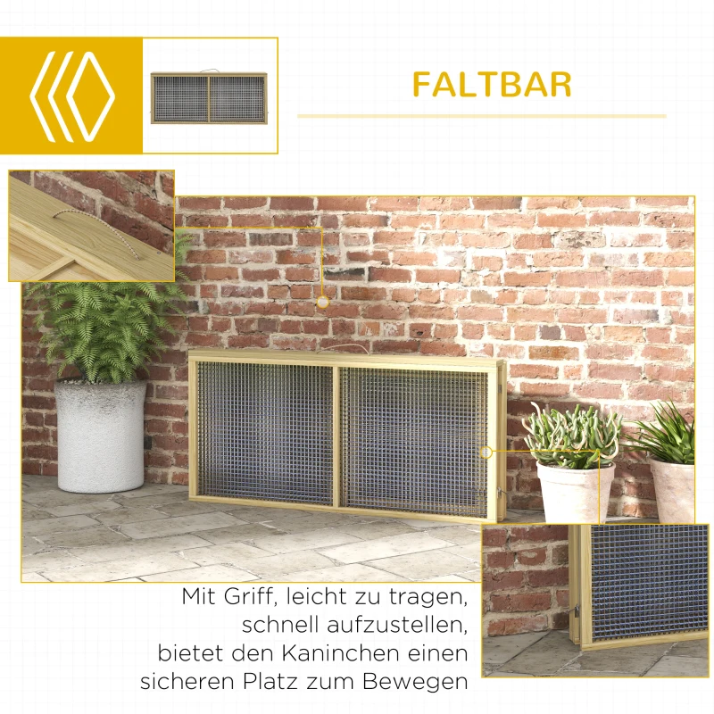 PawHut Klatka dla małych zwierząt, klatka dla królików, z otwieranym dachem, drewno jodłowe, 120x120x57 cm, Naturalny