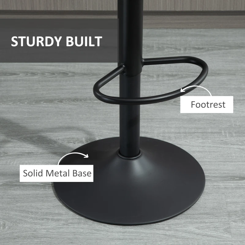 HOMCOM Bar Stools Set of 2, Swivel Counter Height Barstools with Back, Adjustable Bar Chairs, Breakfast Dining Stools for Kitchen Island Counter with Adjustable Steel Footrest & Base, Grey