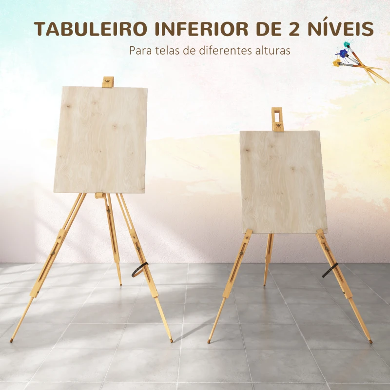 Vinsetto Cavalete de Pintura Dobrável Cavalete para Pintar com Altura Ajustável e Tripé de Madeira de Faia 93x84x183 cm Natural