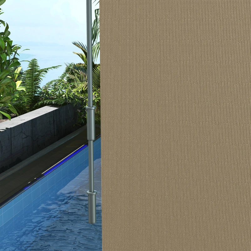 Outsunny Zewnętrzna Roleta, Montaż na Suficie/Ścianie, Korba Ręczna, Outdoor, Rama Aluminiowa, 183 x 185 cm, Beżowa