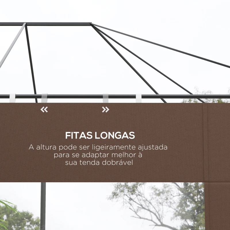 Outsunny Paredes Laterais para Tenda de 2 Painéis 295x195 cm em Tecido Oxford com Janela para Tendas de 6x3 m 3x3 m Marróm