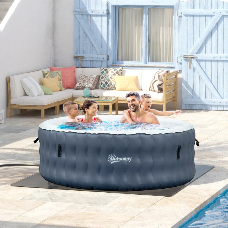 Outsunny Piscina Idromassaggio Gonfiabile e Riscaldante fino 42℃ con 108 Getti, per 4 Persone
