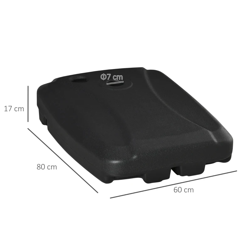 Outsunny Parasol Base - Water and Sand Filled, Up to 75kg, Portable Umbrella Stand Weights for Cantilever Banana Parasol with Wheels, Black