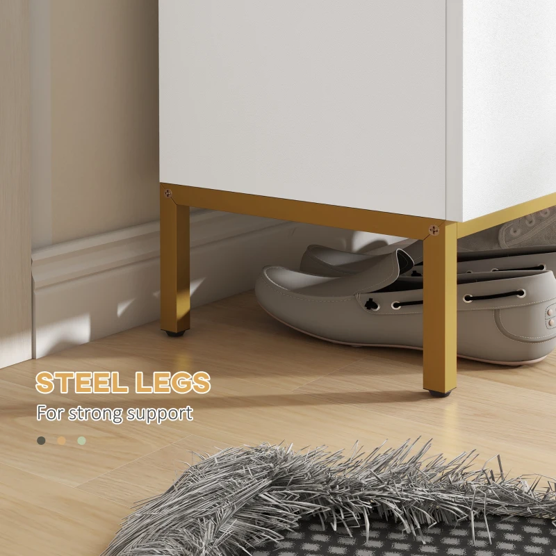 HOMCOM Dulap Îngust pentru Pantofi, Dulap Subțire pentru Depozitarea Pantofilor cu Rafturi Reglabile, 95x72x31.5 cm, Alb
