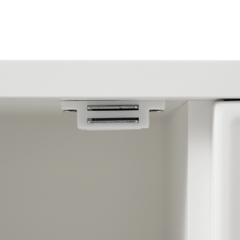 Credenza Elegante con 2 Ante e 3 Cassetti,  Design Moderno con Maniglie Decorative Oro, per Soggiorno e Camera da Letto, Bianco
