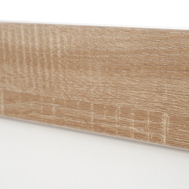 Letto Matrimoniale Moderno con Testiera, Rete a Doghe e Contenitore, Design Fluttuante in Legno, Bianco+Rovere