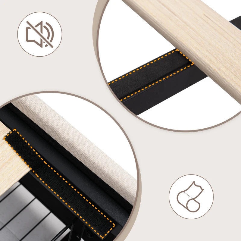 Letto Matrimoniale con LED e 4 Cassetti, Testiera Regolabile in Altezza, Testata Letto Matrimoniale Imbottita, Struttura Letto Matrimoniale in Legno (Senza Materasso), Beige