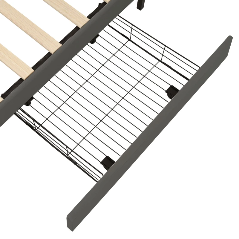 Letto Matrimoniale Imbottito con Contenitore, Testata Letto Matrimoniale Imbottita, 4 Cassetti e Stazione di Ricarica USB-C, Testiera Regolabile, Rete in Legno 160x200 cm, Grigio