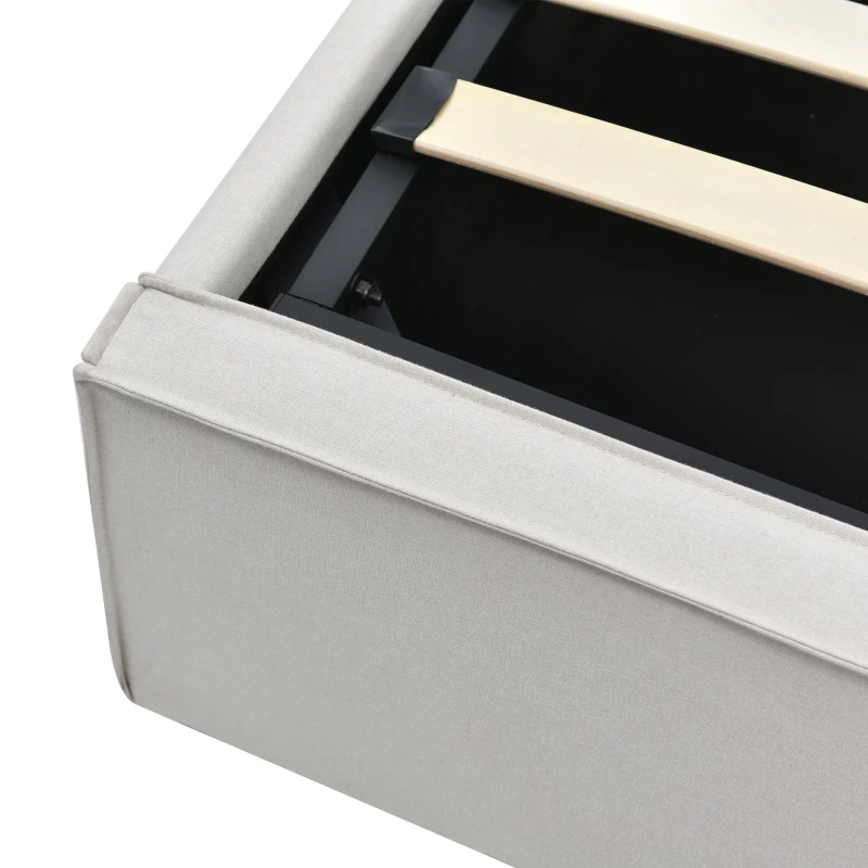 Letto Matrimoniale Idraulico Imbottito 160x200 cm con Rete a Doghe in Metallo, Struttura Moderna con Contenitore, Tessuto in Cotone con Materasso, GRIGIO CHIARO