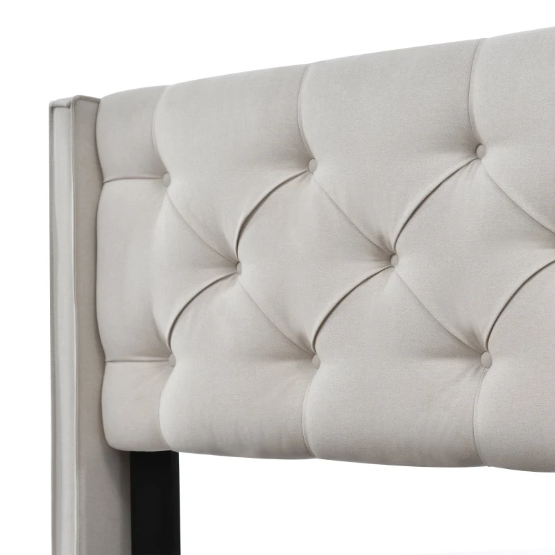 Letto Matrimoniale Idraulico Imbottito 160x200 cm con Rete a Doghe in Metallo, Struttura Moderna con Contenitore, Tessuto in Cotone con Materasso, GRIGIO CHIARO