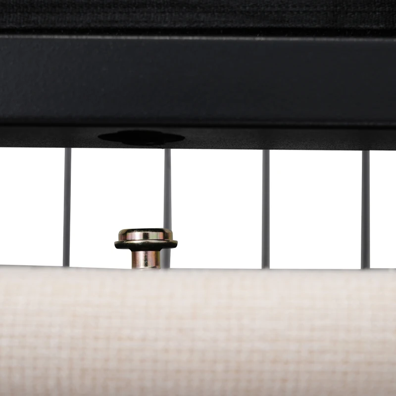 Letto Matrimoniale con LED e 4 Cassetti, Testiera Regolabile in Altezza, Testata Letto Matrimoniale Imbottita, Struttura Letto Matrimoniale in Legno (Senza Materasso), Beige