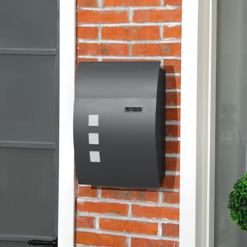 HOMCOM Cutie Postala Curbata din Otel Zincat cu 3 Fante si 2 Chei de Securitate incluse, 45x10x32 cm, Gri