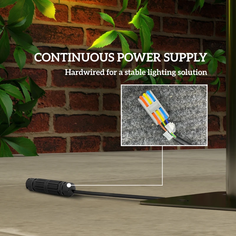 Outsunny Stâlp de Iluminat pentru Exterior, Impermeabil, Lampion cu Stâlp din Oțel și Abajur Rotund din Acrilic, Ø25x223 cm, Alb Crem