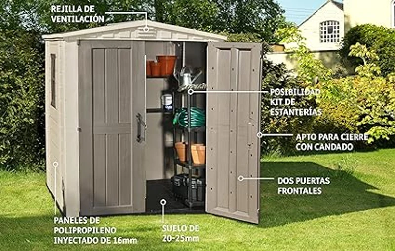 Keter Casetta da Giardino Factor 6x6, Beige, 178 X 195,5 X 208 h