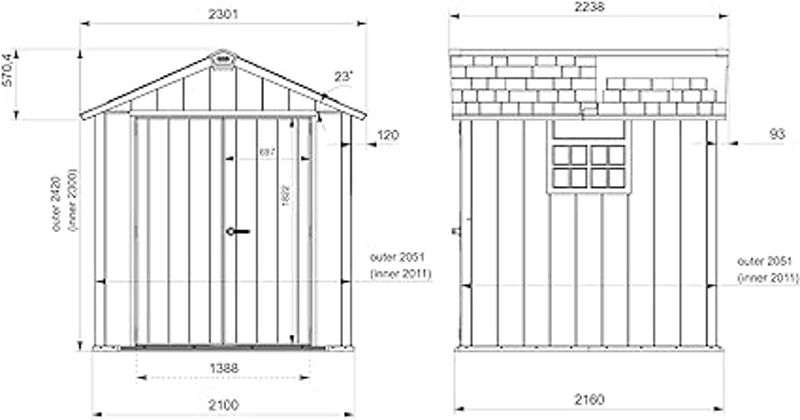 Keter Casetta da Giardino Oakland 757, Grigia, 229 X 223,5 X 242 h