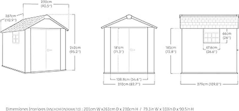 Keter Casetta da Giardino Oakland 759, Grigia, 229 X 287 X 242 h