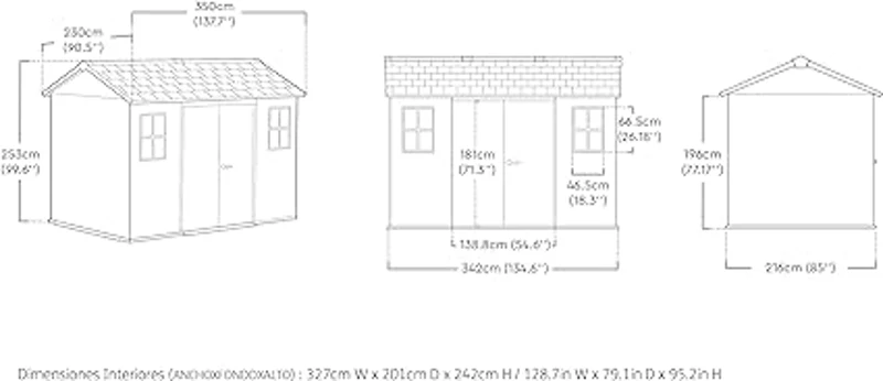 Keter Casetta da Giardino Oakland 1175, Grigia, 350 X 229 X 254 h