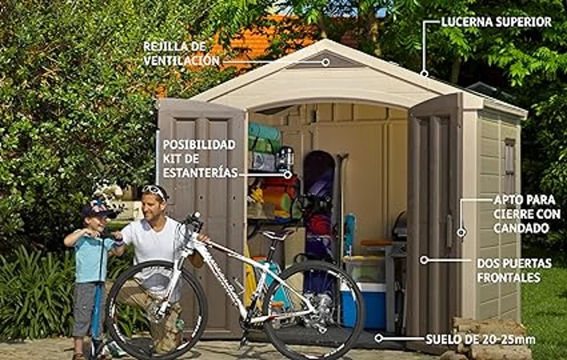 Keter Casetta da Giardino Factor 8x6, Beige, 256,5 X 182 X 243 h