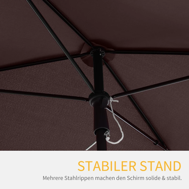 Outsunny Sonnenschirm Strandschirm Gartenschirm Schirm Balkonschirm Sonnenschutz knickbar Kaffee-Braun
