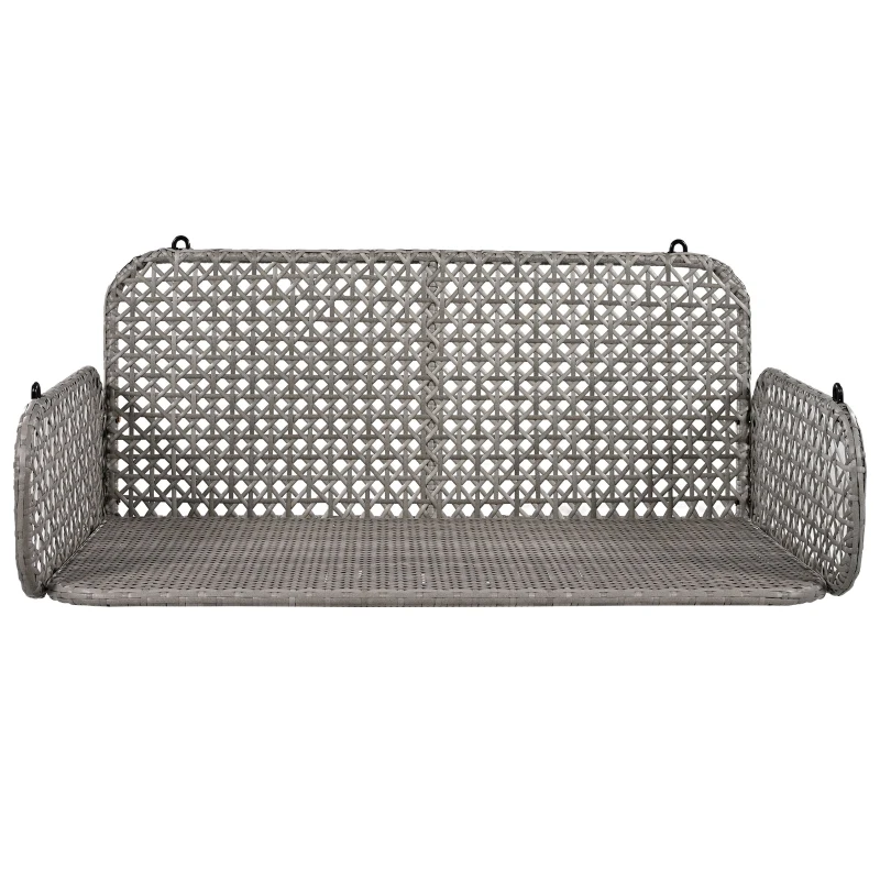 Dondolo Doppio in PE-Rattan da Giardino con Cuscini Lavabili e 2 Catene, Portata 320 kg, Grigio