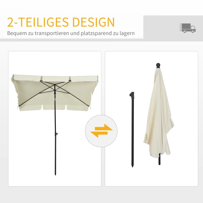 Outsunny Sonnenschirm Strandschirm Gartenschirm Schirm Balkonschirm Sonnenschutz knickbar Cremeweiß