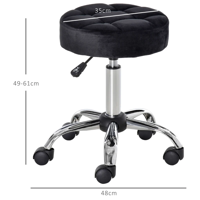 HOMCOM Salonkruk, in hoogte verstelbaar, met fluweelachtige bekleding, Ø35 x 49-61 cm, Zwart