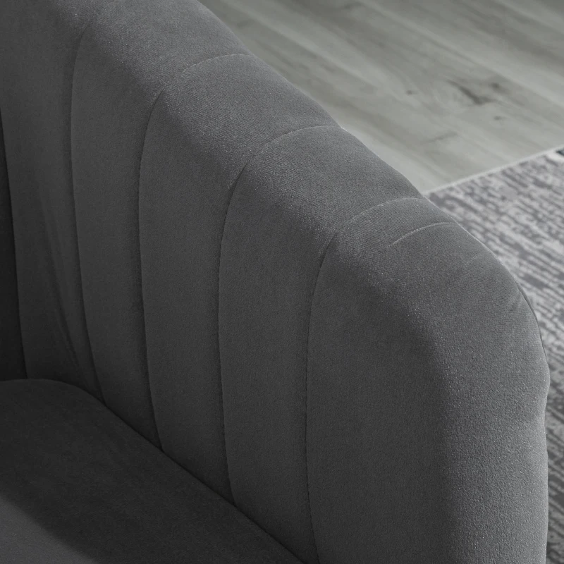 HOMCOM Sillón Nórdico Acolchado Silla Individual Tapizada en Terciopelo Vintage de Madera con Patas y Reposabrazos 71x65x76 cm Gris