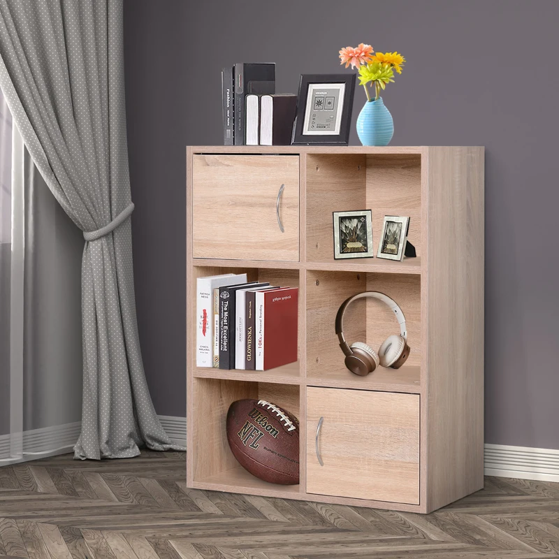 Homcom Biblioteca Lemn Natural – Compartimente si Usi Basculante(m-10)