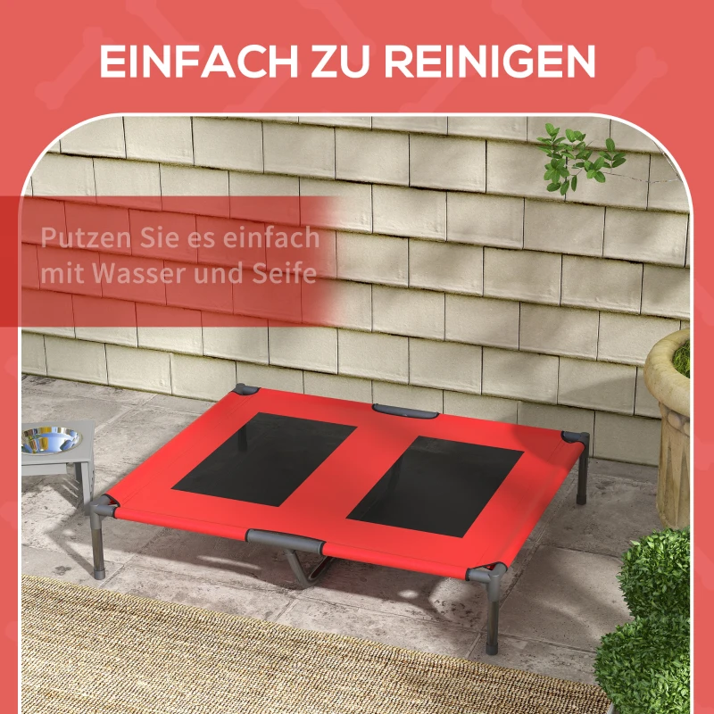 PawHut Legowisko dla Psów, Leżak dla Psa, Solidny, Podniesiony & Wodoodporny, do 50 kg, 92x76x18cm, Czerwony