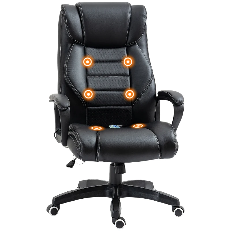 Vinsetto High Back Executive Office Chair 6- Point Vibration Massage Extra Padded Swivel Ergonomic Tilt Desk Seat, Black(m-12)