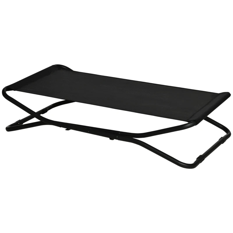 PawHut Cama Elevada para Cães Dobrável Cama para Animais de Estimação Pequenos e Médios com Tecido de Malha Respirável Estrutura de Aço para Interior e Exterior 111x65,5x19cm Preto