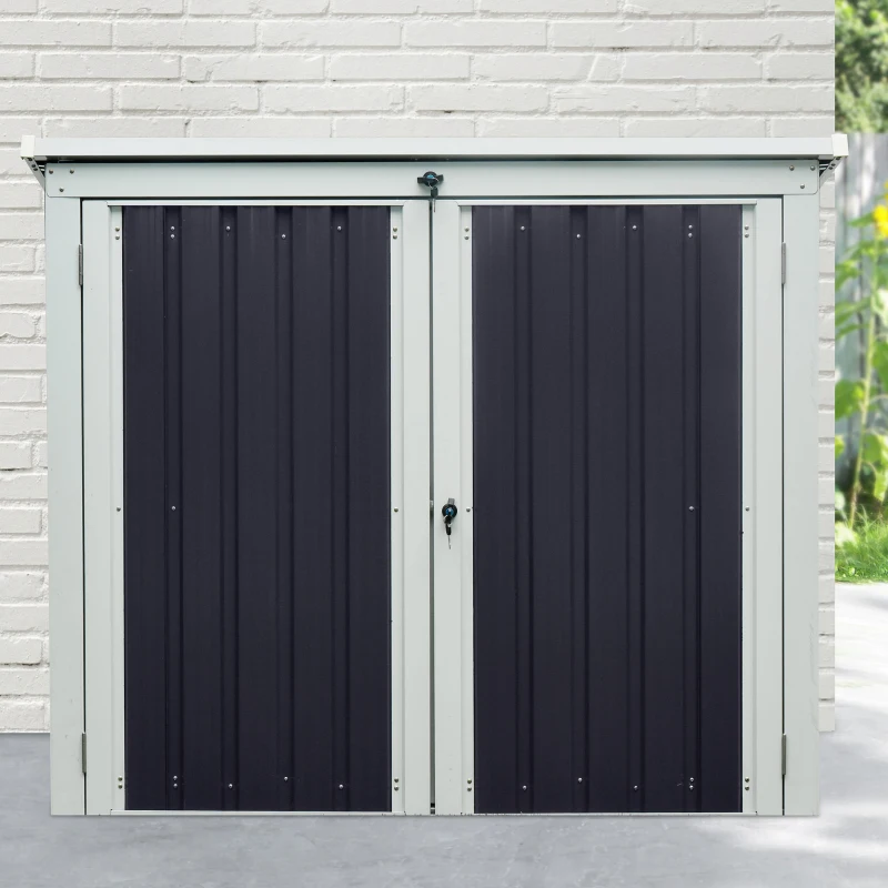 Outsunny Steel Lift-Top Double Door Lockable Bin Shed Black