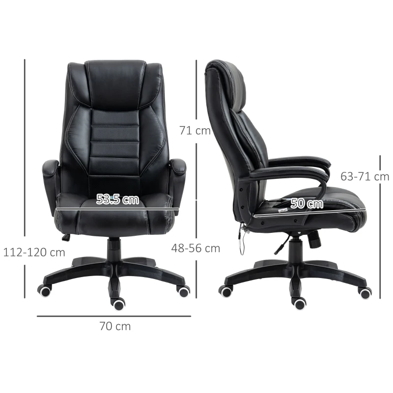 Vinsetto High Back Executive Office Chair 6- Point Vibration Massage Extra Padded Swivel Ergonomic Tilt Desk Seat, Black(m-3)