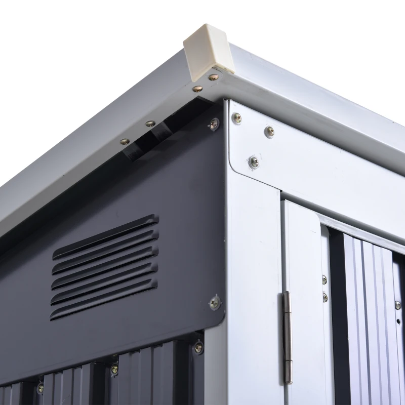 Outsunny Steel Lift-Top Double Door Lockable Bin Shed Black