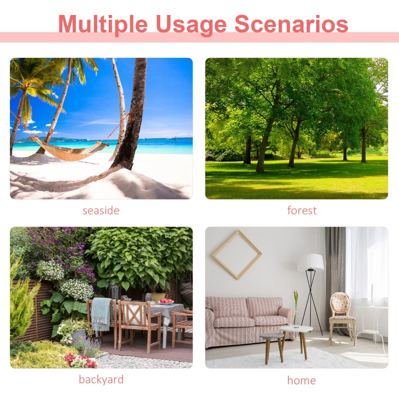 Outsunny Cotton Hammock Soft Portable Swing Sleeping with Headrest & Side Pocket - Deluxe Swing Chair for Beach, Yard, Bedroom, Patio, Porch, Indoor, Outdoor, 270 x 80 cm