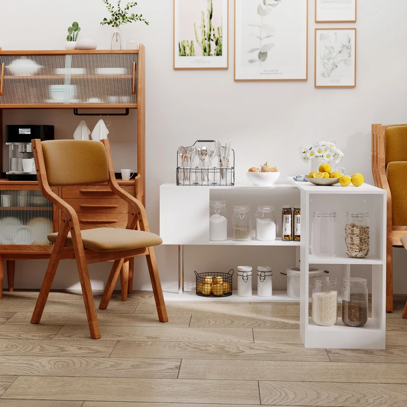 HOMCOM L-Shape Corner Home Office Computer Desk 360° Rotating Corner Desk Storage Shelf Combo Workstation Home Office  Modern Style Corner