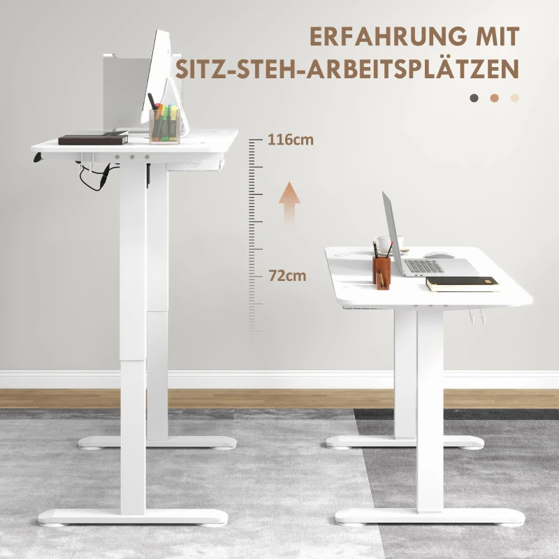 Vinsetto Sta-bureau, in hoogte verstelbaar, 120x60x72-116cm, Wit