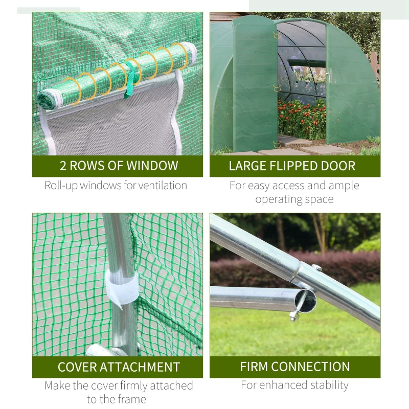 Outsunny 13' x 10' x 6.5' Outdoor Portable Walk-In Greenhouse - PE Covered