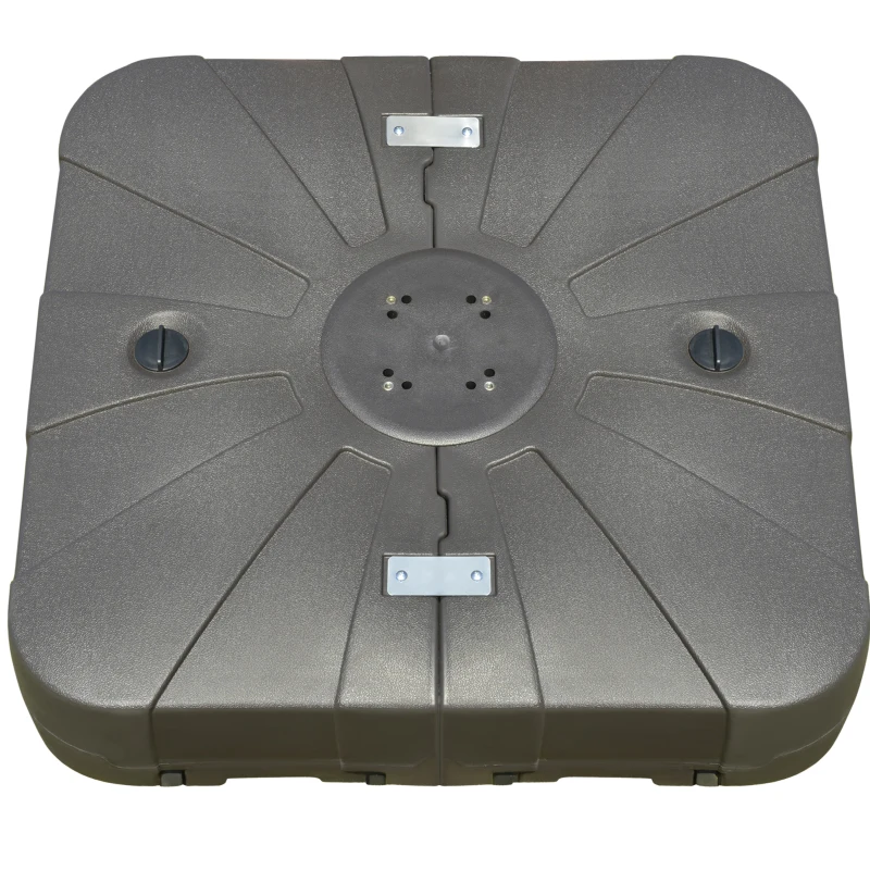 Outsunny Square Cantilever Patio Parasol Base - Water or Sand Filled Stand with Heavy-Duty Wheels, Coffee