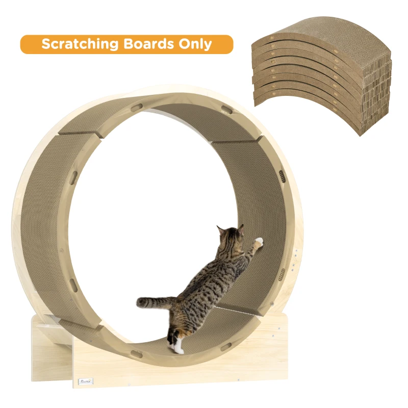 PawHut Zestaw drapaków do kołowrotka dla kotów, obsługa do 5kg, 55x25,5x3cm, Brąz