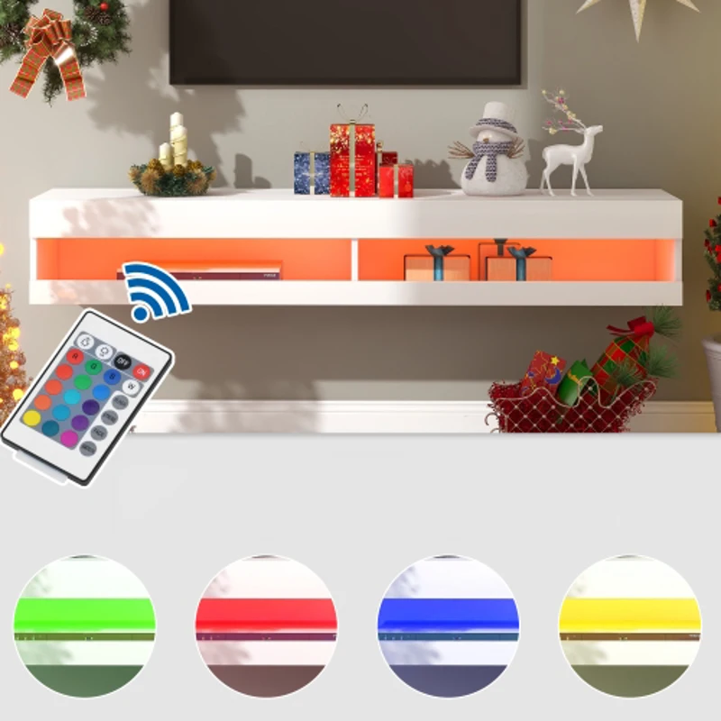 Mobile TV con Illuminazione LED, Design Moderno e Spazioso, Bianco