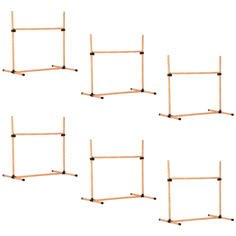 PawHut Agility Set voor Honden, 6-delig Agility-Trainingsset met Sprongstangen, Fluitje, Hondentraining Accessoires met Draagtas, voor Park, Tuin, Oranje